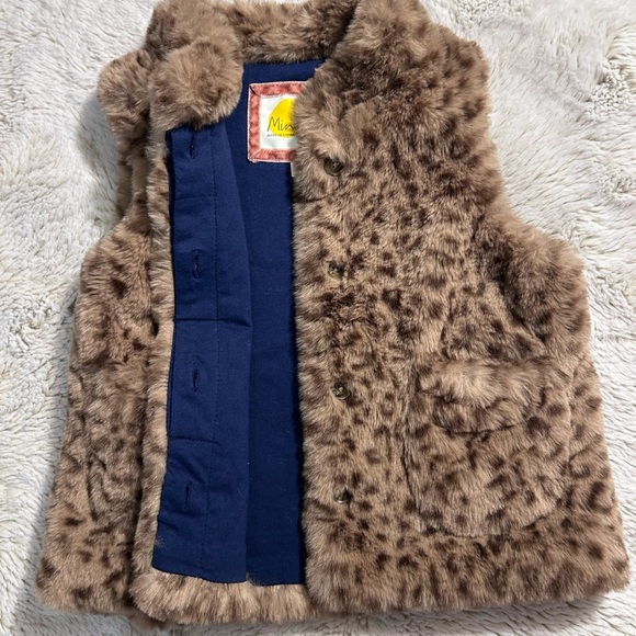 Girls Mini Boden Blue Vest with Faux Fur Trim size 5-6 - Picture 5 of 9